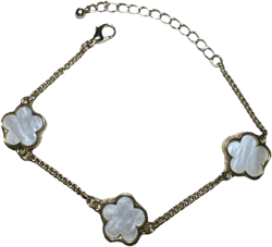 Gold Flower Bracelet in White