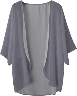 Womens Solid Elegant Puff Sleeve Cardigan Loose Cover Up Casual Blouse Tops Women Cardigan (B-Grey, L)