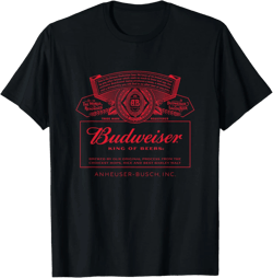 Budweiser mens Classic Budweiser Can Label T Shirt, Black, Small US