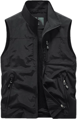Men Summer Tactical Hiking Fishing Vest Outdoor Multi-Pocket Photographer Thin Cargo Vests Waistcoat Small Black