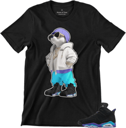 Shirt to Match Jordan 6 Aqua Retro Men's Graphic Tee 3X-Large Cool Bear Tee Black