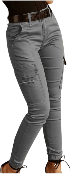 Women's Stretchy Tactical Cargo Pants High Waisted Casual Joggers Plus Size Skinny Trousers Cargo Pants with 6 Pockets Small Gray