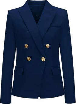 Womens Casual Blazer Jacket Long Sleeve Open Front Work Office Blazer Double Breasted Blazers Jackets 20 Navy Blue