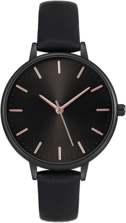 Women's Watches Leather Band Luxury Quartz Watches Waterproof Fashion Creative Wristwatch for Women Ladies BLACK