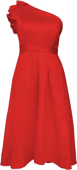 Womens One Shoulder High Low Elegant Evening Gown with Pocket Satin A Line Formal Midi Wedding Guest Dress 16 Plus Red