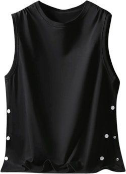 Zeiyignr Men's Post Shoulder Surgery Tank Tops Recovery Tear Away Sleeveless Loose Full Open Side Snap Adaptive Clothing X-Large Black