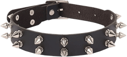 Leather Studded Punk Choker for Women Goth Cool Metal Studded Collar Punk Rock Fashion Necklace Black CK013-2ROW NAIL BLACK