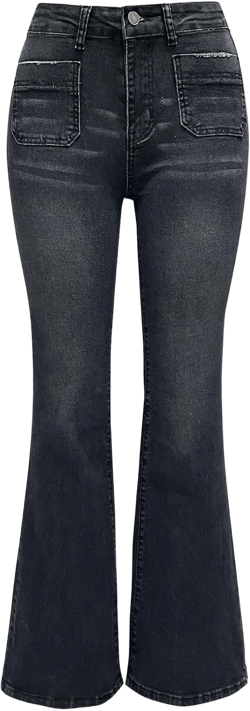 Bell Bottom Jeans for Women Sweet Curvy Bootcut Stretch Jeans Slim Fit Flare Denim Pants Low Rise Vintage Trousers Small #7-black