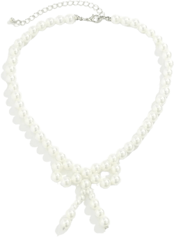 Dainty Pearl Bow Necklace Simulated Pearl Bowknot Choker Cute Black/White Round Beads Beaded Necklace Bow Jewelry for Women