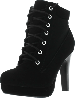Women's Polish-47 Lace-Up High Heel Platform Ankle Booties (7 M US, Black_polish-47)