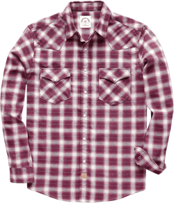 Dubinik® Flannel Shirt for Men Western Cowboy Pearl Snap Shirts for Men Long Sleeve Vintage Buttons Down Plaid Shirt Medium Burgundy Ivory