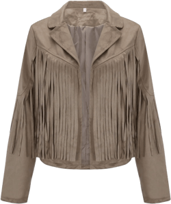 Women Faux Suede Vest Ladies Fringe Coat Open Front Tops Plus Size Sleeveless Jacket Solid Color Cardigan Medium Longsleevekhaki