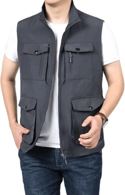LOUECHY Men's Travel Vest Multi Pockets Utility Vest Lightweight Sleeveless Jacket for Hiking Fishing Golf