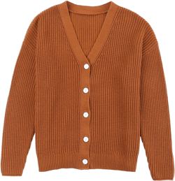 V Neck Drop Shoulder Buttons Cardigan