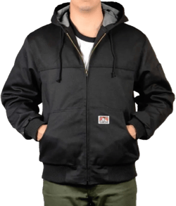 Ben Davis Men Jackets Hooded Front Zipper Fleece Lining Knit Cuffs Black Style 344 X-Large Black