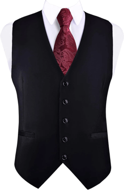 GUSLESON Men's V-Neck Suit Vests Solid Color Formal Slim Fit Business Dress Vest Waistcoat Large Black