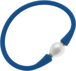 BRACELET-GIGI BAROQUE PEARL SILICONE BLUE