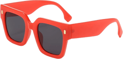 Fashion Oversized Square Sunglasses for Women Men Big Thick Frame Black Shades UV400 Protection(A6 Red/Grey)