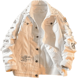 Unisex Denim Jacket - Modern Street Style, Loose Fit, Long Sleeves, Button Closure, Spring & Autumn, Sizes S-3XL, Colors White, Black, Red, Yellow