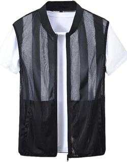 Men's Summer Vest Casual Lightweight Breathable Mesh Cycling Travel Zip Vest 3X-Large Black