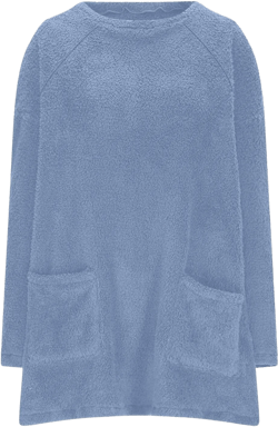 Fleece Pullover Women Solid Color Crew Neck Sweater Long Sleeve Warm Winter Tops with Pockets Comfy Lounge wear