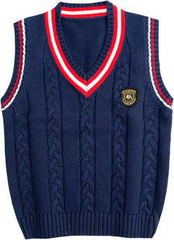 Boys Girls V-Neck Knitted Sweater Vest School Uniform Kids Knit Sweater Vest Sleeveless Pullover Waistcoat 8-9 Years Royal Blue