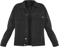Jean Jacket for Women Distressed Long Sleeve Oversized Denim Trucker Jackets Coat Large Nblack11862