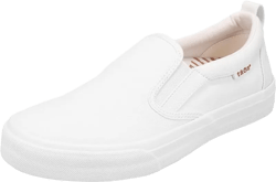 Taos Rubber Soul Slip-On Women's Sneaker - Fresh and Clean Canvas Design with Effortless Style, Removable Footbed and Arch Support - Elevated Comfort for All-Day Fashion 8.5 White