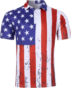 Men American Flag Golf Shirts 4th of July Short Sleeve Performance Moisture Wicking Quick Dry USA Patriotic Polo Shirt X-Large 06 White a