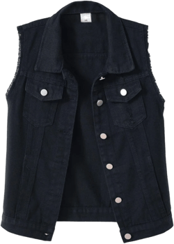 Unilexi Womens Slim Fit Denim Vest Lapel Collar Sleeveless Ripped Jean Jacket