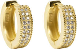 Small Iced CZ Hoops with Cubic Zirconia 14K Yellow Gold Plated 925 Sterling Silver Ear Cuff 12mm Huggie Hoop Earrings Wonderful Gift Choice for Men And Women
