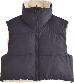 FindThy Women’s Warm Cropped Puffer Vest Stand Collar Zip Up Winter Waistcoat Puffer Gilet