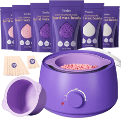 Home Bikini Waxing Kit for Women: for Face Lip Sensitive Skin Brazilian Leg Body Wax Kit for Hair Removal All Skin Types - with 6 Packs Wax Beads Warmer Silicone Pot