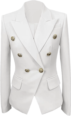 Womens Casual Blazers Long Sleeve Lapel Button Suit Jackets Slim Fit Work Office Blazer Jacket for Women 6 White