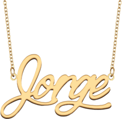 Personalized Name Necklace for Women 18k Gold Plated Stainless Steel Birthday Wedding Christmas Jewelry Gift Gold Color- Jorge