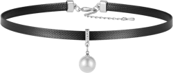 Gothic Black Leather Choker with Pearl Pendant, Goth Choker Necklace for Women: Clothing, Shoes & Jewelry