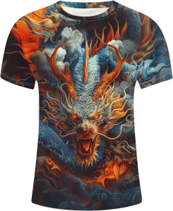 Men's 3D Dragon Printed T-Shirts Graphic Tees Summer Short Sleeve T Shirts Streetwear Tshirt Tops 5X-Large Red