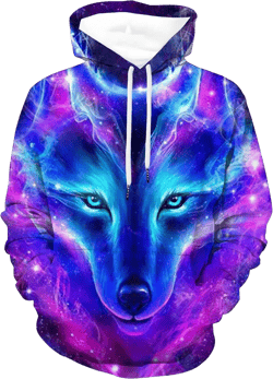 3D Graphic Hoodies for Women Realistic Digital Print Pullover Hoodie Hooded Sweatshirt Medium Purple Wolf