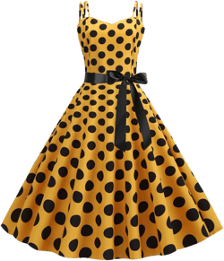 Women Vintage Polka Dot 1950s Rockabilly Halter Audrey Dress Retro Floral Evening Cocktail Swing Dress Small Cami#yellow