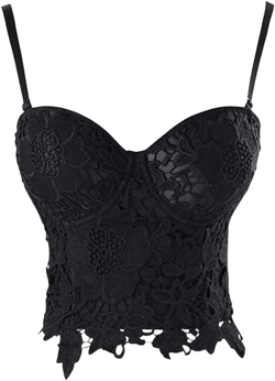 Women's Floral Lace Bustier Crop Top Punk Gothic Corset Bra Tops X-Small Black