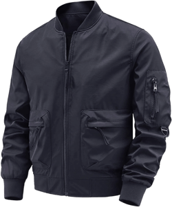 Finelylove Mens Flight Bomber Jacket Waterproof Military Windbreaker Windproof Fall Jackets Outdoor Soft Shell Jacket A03-blue Large