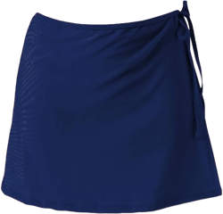 JadeRich Women's Overlapped Side Tie Wrap Skirt Beach Swimwear Tankini Bikini Cover-up (No Brief) Large Navy