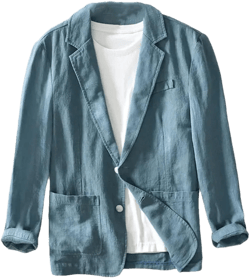 Generic Men's Linen Cotton Blazer buttons Long Sleeve Casual Business Loose Solid Color Suit Jackets 3X-Large En8
