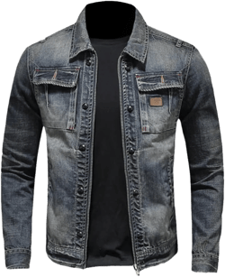 Denim Jacket Men Spring Autumn Jean Man Lapel Zipper Coat Blue M