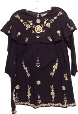 Zara Size 12 Black Cotton Big Girls Dress Casual