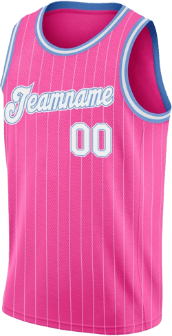 Name Team Name Number Pink White Pinstripe White-Light Blue Authentic Active Basketball Jersey Sleeveless Basketball Tee Shirts, Personalized Customized Uniform Basketball Jersey.