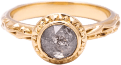 MATRIX HALO BEZEL ENGAGEMENT RING | 14K GOLD | SALT & PEPPER DIAMOND
