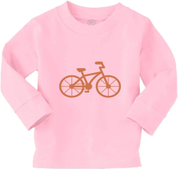 Kids Long Sleeve T Shirt Bikes Bicycles Cyclist Biking Cotton Boy & Girl Clothes Funny Graphic Tee Soft Pink Design Only 4T