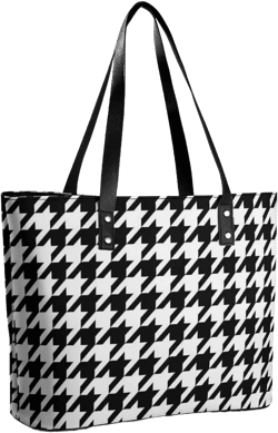 Women's Fashion PU Leather Shoulder Bags Lightweight Water Resistant Durable Large Capacity Tote Purse Work Travel Weekend Handbag (Abstract Modern Striped Houndstooth And Watercolor Effect Black)