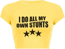 Baby Tees for Women Y2k Short Sleeve Crop Top Funny Graphic Summer T-Shirt Small Yellowallmyown